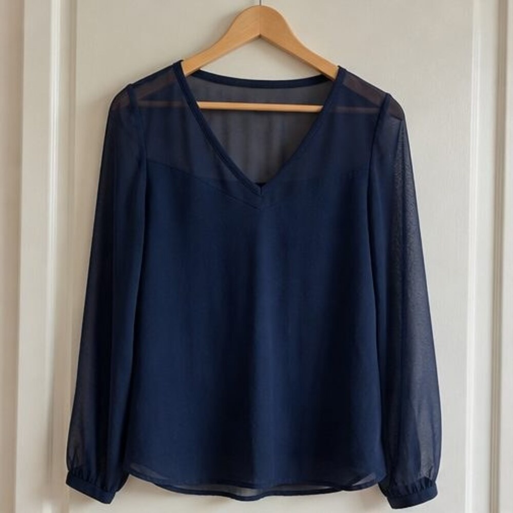 Navy Button Blouse